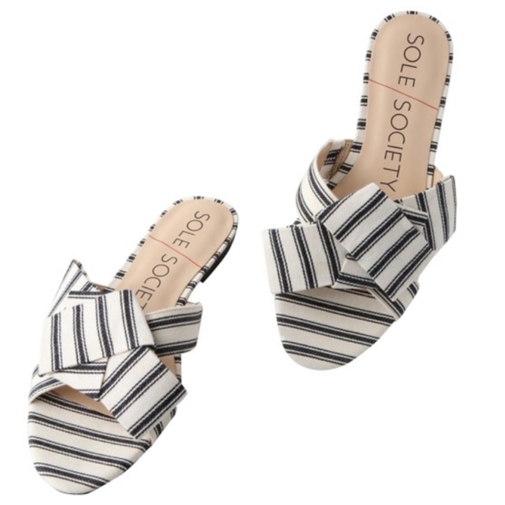 NIB Sole Society Matty Striped Slide Mule Sandal 9